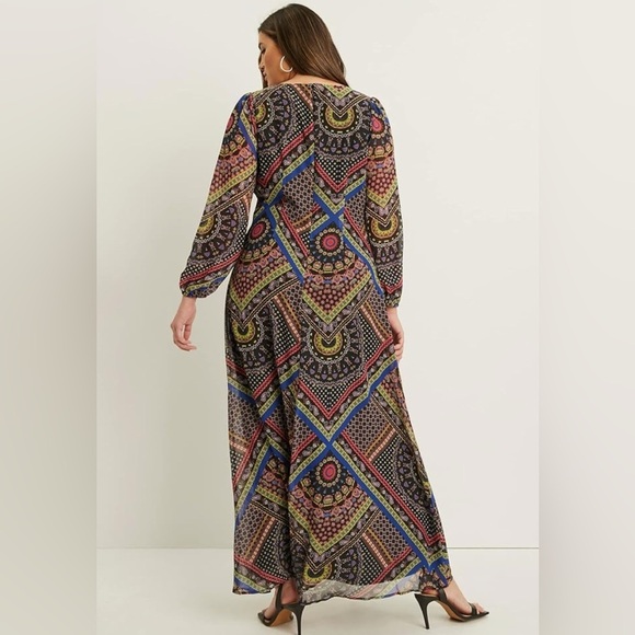 June & Vie Colorful Tribal Maxi Dress - Size 26 - Picture 2 of 5